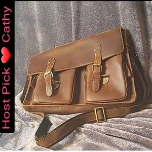 WAS  $550  CONNOR Vintage FULL GRAIN Leather Laptop/Messenger Bag